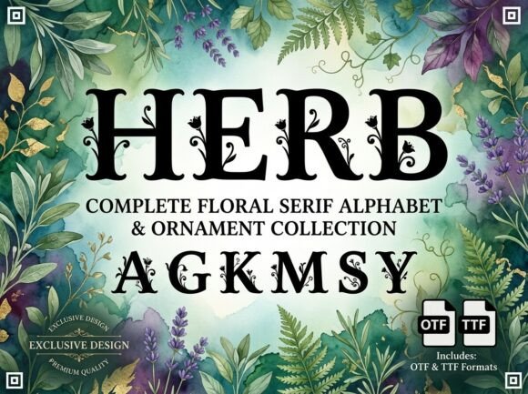 Herb: A Floral Serif Typeface for Editorial Design